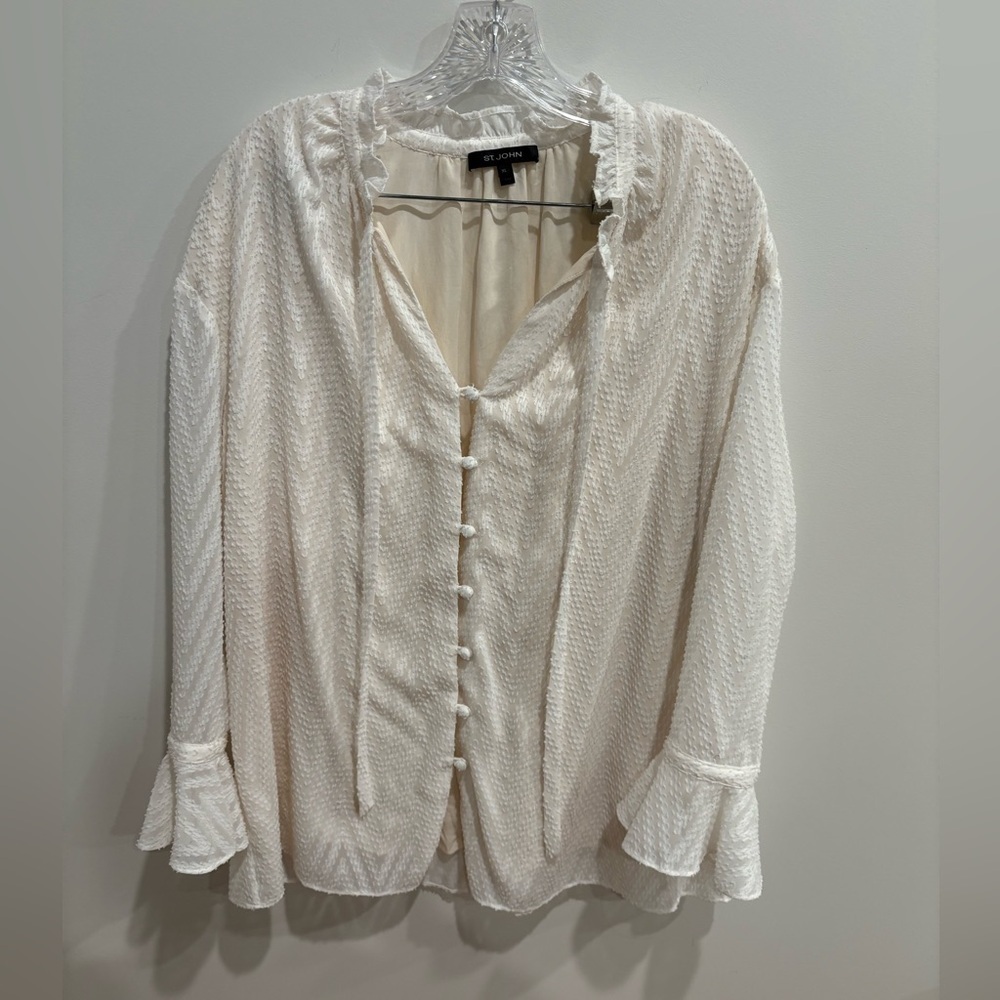 St. John Cream Textured Blouse